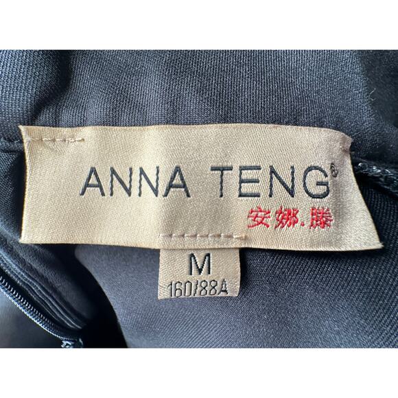 Anthropologie M Anna Teng EMBROIDERED Floral Stretch Silk Mini Dress Fit&Flare - Picture 6 of 7